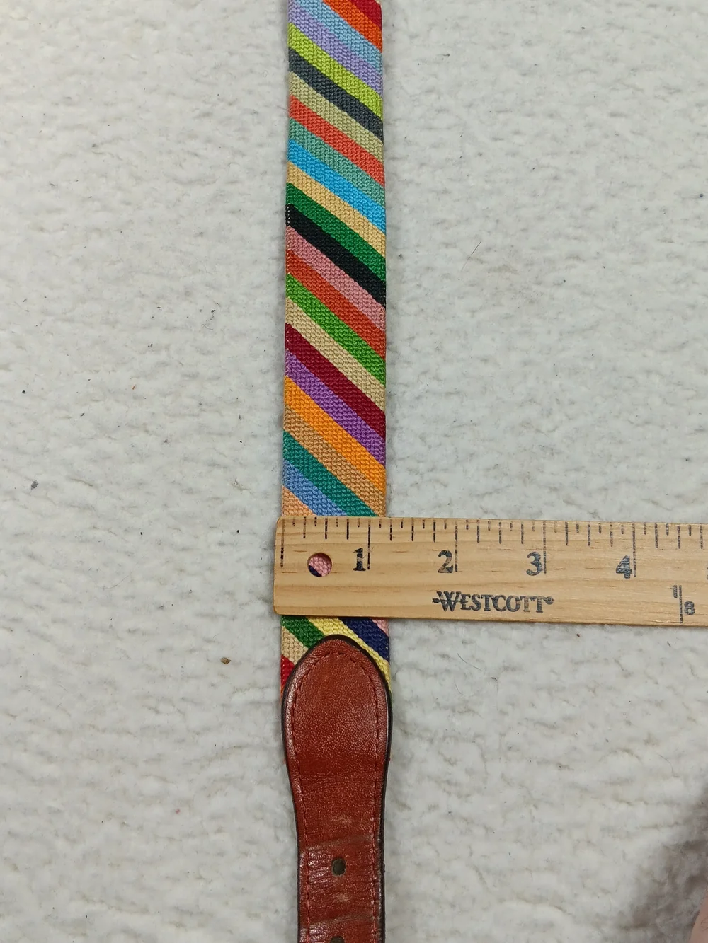 Smathers & Branson Belt Mens 36 Parsons Stripe Needlepoint Canvas Leather